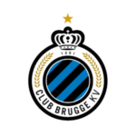 Club Brugge-logo - Een krachtige, zwarte leeuwenkop met een gouden kroon op een blauwe schildvormige achtergrond.